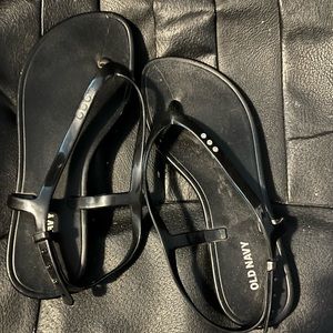 Black sandals with rhinestones on them from old navy